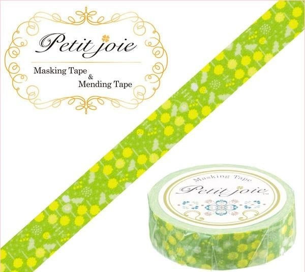 NICHIBAN PETIT JOIE WASHI TAPE, 15mm X 18m, DANDELIONS AND LADY BUGS