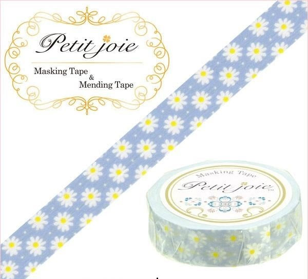 NICHIBAN PETIT JOIE WASHI TAPE, 15mm X 18m, MARGUERITES AND DOTS