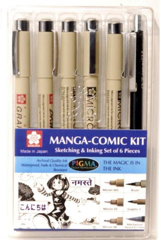 SAKURA PIGMA MANGA COMIC KIT, 6PC SET