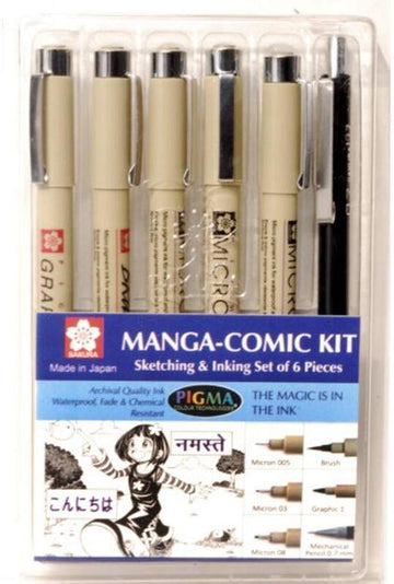 SAKURA PIGMA MANGA COMIC KIT, 6PC SET