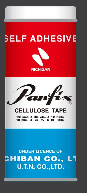 Nichiban PANFIX Cellulose Adhesive Tape, 12mm X 33m (1/2" X 10Yds.), Can